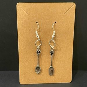 Silverware Earrings - Utensil Earrings - Fork Earring - Spoon Earrings - Silver